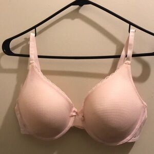 Secret Treasures Elegant Pink Lace Trim Bra.  Size 38D.  Tag Fell Off